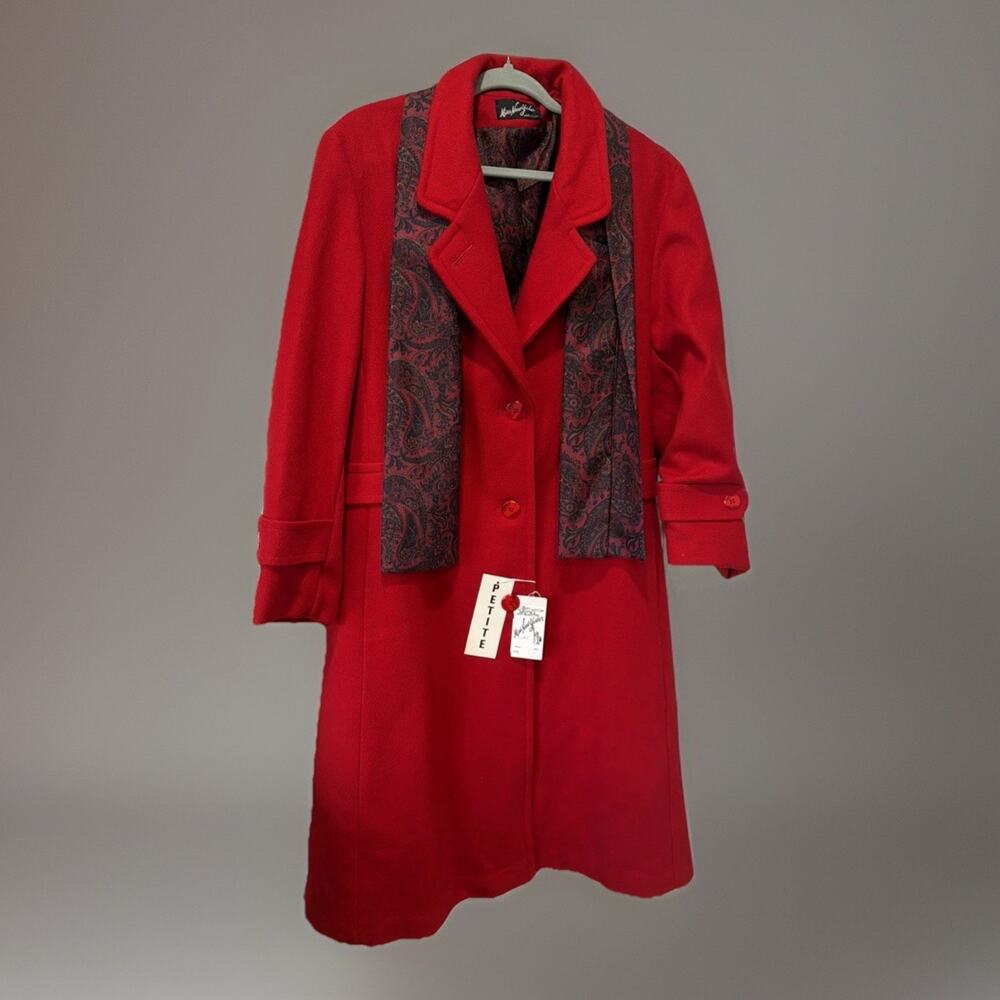 VTG NWT NEIMAN MARCUS Miss New Yorker Red Wool Coat Women’s 15/16 UNION MADE USA